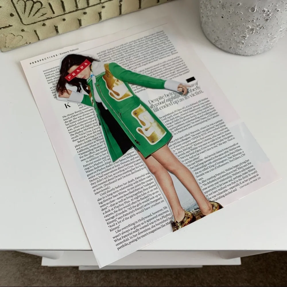 Green Coat Editorial Collage Bold Portrait Modern Wall Art‎ Print